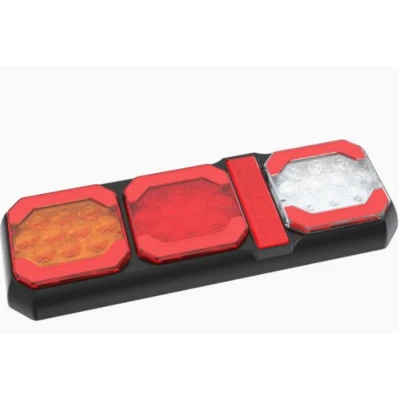 Lampa stop LED 30cm auto 3 functii 12V/24V pentru remorca camion pozitie semnalizare si marsarier 3 module 