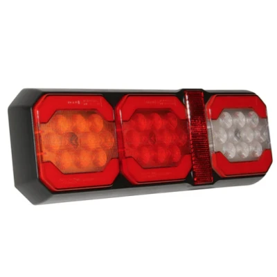 Lampa stop LED 30cm auto 3 functii 12V/24V pentru remorca camion pozitie semnalizare si marsarier 3 module 