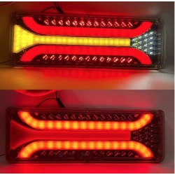 Set 2 Lampi auto led cu semnalizare dinamica 12v/24v de 33cm2 dungi rosii
