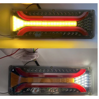 Set 2 Lampi auto led cu semnalizare dinamica 12v/24v de 33cm2 dungi rosii