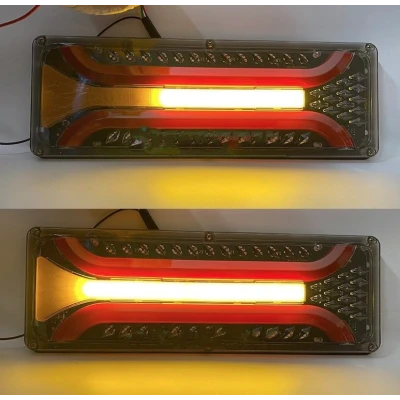 Set 2 Lampi auto led cu semnalizare dinamica 12v/24v de 33cm2 dungi rosii