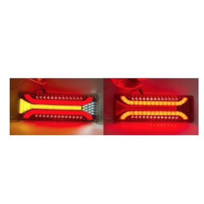 Set 2 Lampi auto led cu semnalizare dinamica 12v/24v de 33cm2 dungi rosii