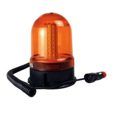 Girofar LED Galben 12 24V cu 80 LED baza magnetica mufa bricheta lampa avertizare Camion/Utilaje