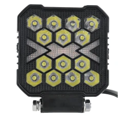 Proiector auto 14 LED Patrat 4inch alb si galben 12/24V IP67 cu sageti 26W