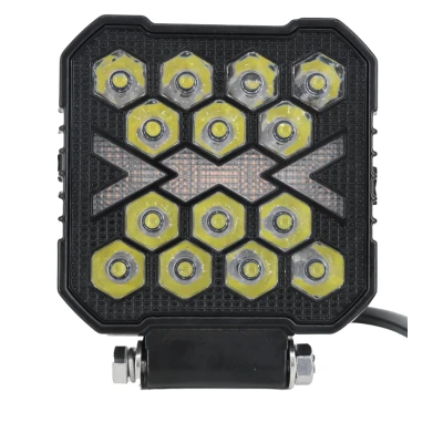 Proiector auto 14 LED Patrat 4inch alb si galben 12/24V IP67 cu sageti 26W