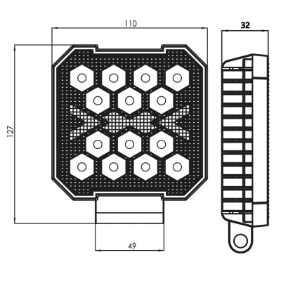 Proiector auto 14 LED Patrat 4inch alb si galben 12/24V IP67 cu sageti 26W