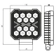 Proiector auto 14 LED Patrat 4inch alb si galben 12/24V IP67 cu sageti 26W