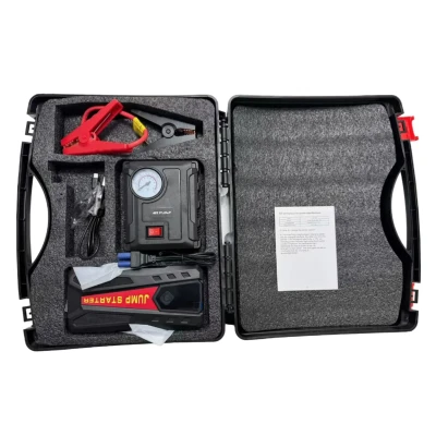 Starter auto portabil K41 de 12V cu compresor 18000mAh 2000A Power Bank lanterna LED