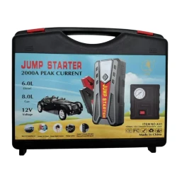 Starter auto portabil K41 de 12V cu compresor 18000mAh 2000A Power Bank lanterna LED
