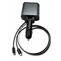 Incarcator Auto 4 in 1 cu cabluri retractabile USB + Type C + lightning ZTB A26 lumina cer instelat