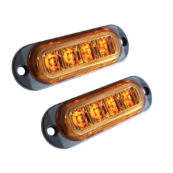 Set 2 Lampi laterale 4 LED Semnalizare Galbena 12 24V pozitie si stroboscop pentru camion remorca
