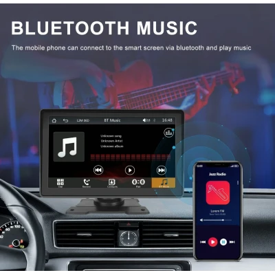 Navigatie 10inch Ecran Auto Portabil cu wireless CarPlay si android auto bluetooth FM transmitator intrare camera Marsarier 12V