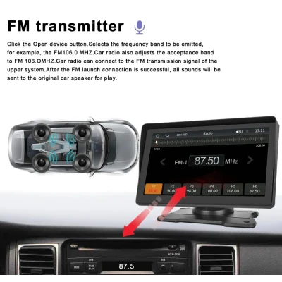 Navigatie 10inch Ecran Auto Portabil cu wireless CarPlay si android auto bluetooth FM transmitator intrare camera Marsarier 12V