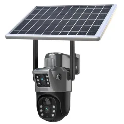 Camera de supraveghere video dubla 4G rezolutie 8MP 4K cu Panou Solar inclus GRI 12 LED