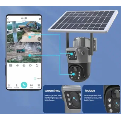 Camera de supraveghere video dubla 4G rezolutie 8MP 4K cu Panou Solar inclus GRI 12 LED
