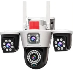 Camera de supraveghere WiFi Tripla 8MP  cu 3 Lentile Vedere Nocturna LED Detectie Miscare ALBA