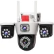 Camera de supraveghere WiFi Tripla 8MP  cu 3 Lentile Vedere Nocturna LED Detectie Miscare ALBA