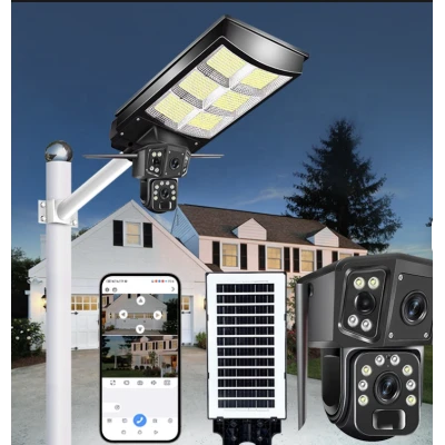 Lampa solara stradala cu camera supraveghere incorporata 4G 8MP 4K Vedere Nocturna Detectie Miscare