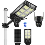 Lampa solara stradala cu camera supraveghere incorporata 4G 8MP 4K Vedere Nocturna Detectie Miscare
