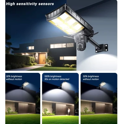 Lampa solara stradala cu camera supraveghere incorporata 4G 8MP 4K Vedere Nocturna Detectie Miscare