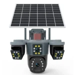 Camera de supraveghere cu panou solar si 4 lentile 4G cu senzor miscare si alarma GRI leduri multiple