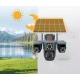 Camera de supraveghere cu panou solar si 4 lentile 4G cu senzor miscare si alarma GRI leduri multiple