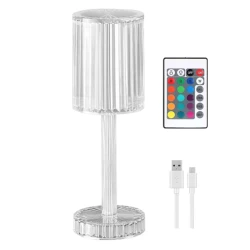 Lampa acrilica tip cristal RGB 16 culori reincarcabila USB control tactil si telecomanda