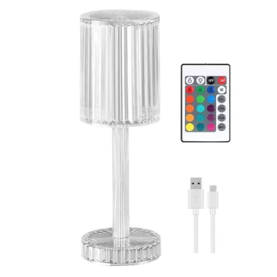 Lampa acrilica tip cristal RGB 16 culori reincarcabila USB control tactil si telecomanda