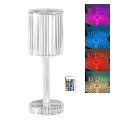 Lampa acrilica tip cristal RGB 16 culori reincarcabila USB control tactil si telecomanda