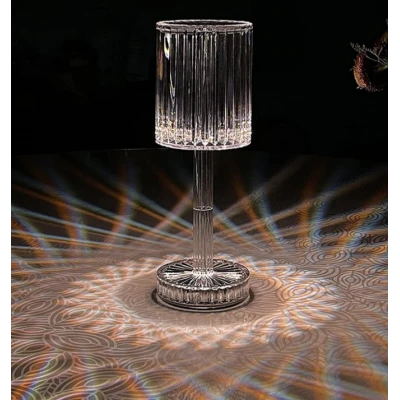 Lampa acrilica tip cristal RGB 16 culori reincarcabila USB control tactil si telecomanda