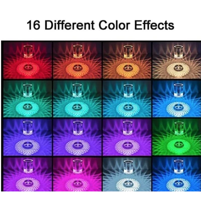 Lampa acrilica tip cristal RGB 16 culori reincarcabila USB control tactil si telecomanda