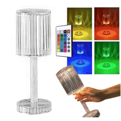 Lampa acrilica tip cristal RGB 16 culori reincarcabila USB control tactil si telecomanda