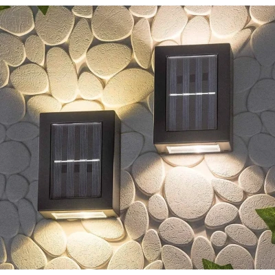Set 2 lampi solare de perete cu iluminare sus jos lumina calda