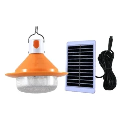 Lampa solara pentru camping UFO cu bec si panou solar iluminare LED cu senzor de lumina