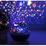 Proiector rotativ cu stele si luna cu functie de rotatie la 360 grade colorat pentru copii