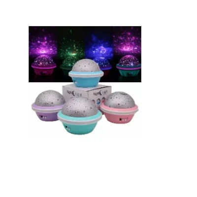 Proiector rotativ cu stele si luna cu functie de rotatie la 360 grade colorat pentru copii