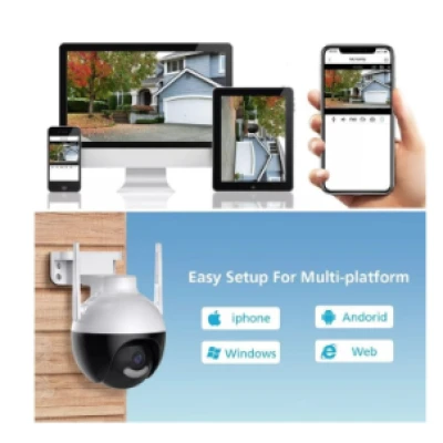 Camera inteligenta de Supraveghere cu Unghi Wide HD 4MP Rotunda Alba