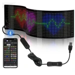 Panou auto afisaj cu led flexibil RGB programabil prin bluetooth si telecomanda 150cm