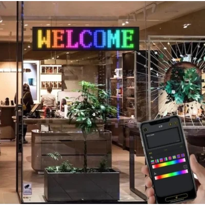 Panou auto afisaj cu led flexibil RGB programabil prin bluetooth si telecomanda 150cm