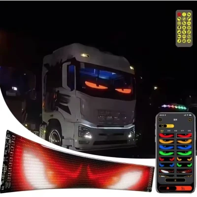 Panou LED RGB Auto 80x2 cm Flexibil Control Bluetooth prin Aplicatie + Telecomanda
