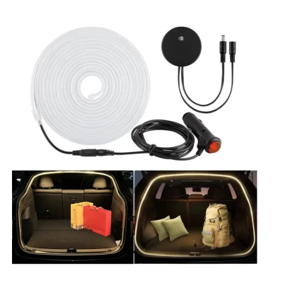 Banda LED portbagaj auto 5M cu senzor si alimentare la bricheta Iluminare Calda 12V