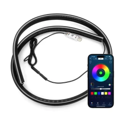 Banda LED ambient auto 150cm control din aplicatie lumina dinamica RGB montare bord parbriz