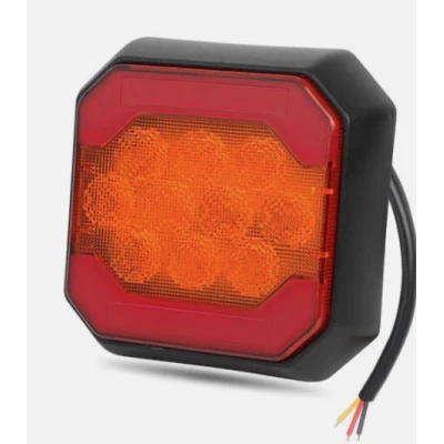 Lampa LED spate auto 12V/24V Stop + Pozitie design patrat lumina rosie si portocalie