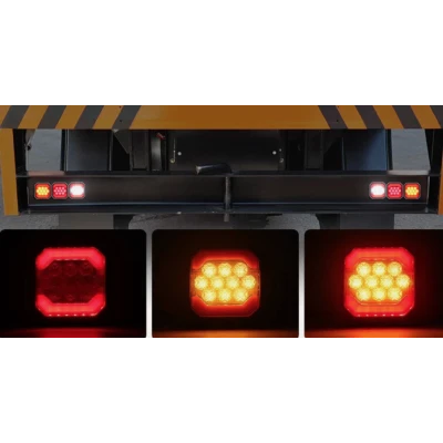 Lampa LED spate auto 12V/24V Stop + Pozitie design patrat lumina rosie si portocalie