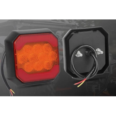 Lampa LED spate auto 12V/24V Stop + Pozitie design patrat lumina rosie si portocalie