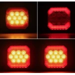 Lampa LED spate auto 12V/24V Stop + Pozitie design patrat lumina rosie si portocalie