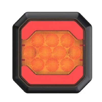 Lampa LED spate auto 12V/24V Stop + Pozitie design patrat lumina rosie si portocalie