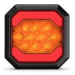Lampa LED spate auto 12V/24V Stop + Pozitie design patrat lumina rosie si portocalie