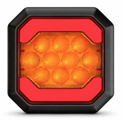 Lampa LED spate auto 12V/24V Stop + Pozitie design patrat lumina rosie si portocalie