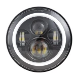 Far LED 7 inch Jeep H4 cu Angel Eyes Alb/Galben DRL + Semnalizare